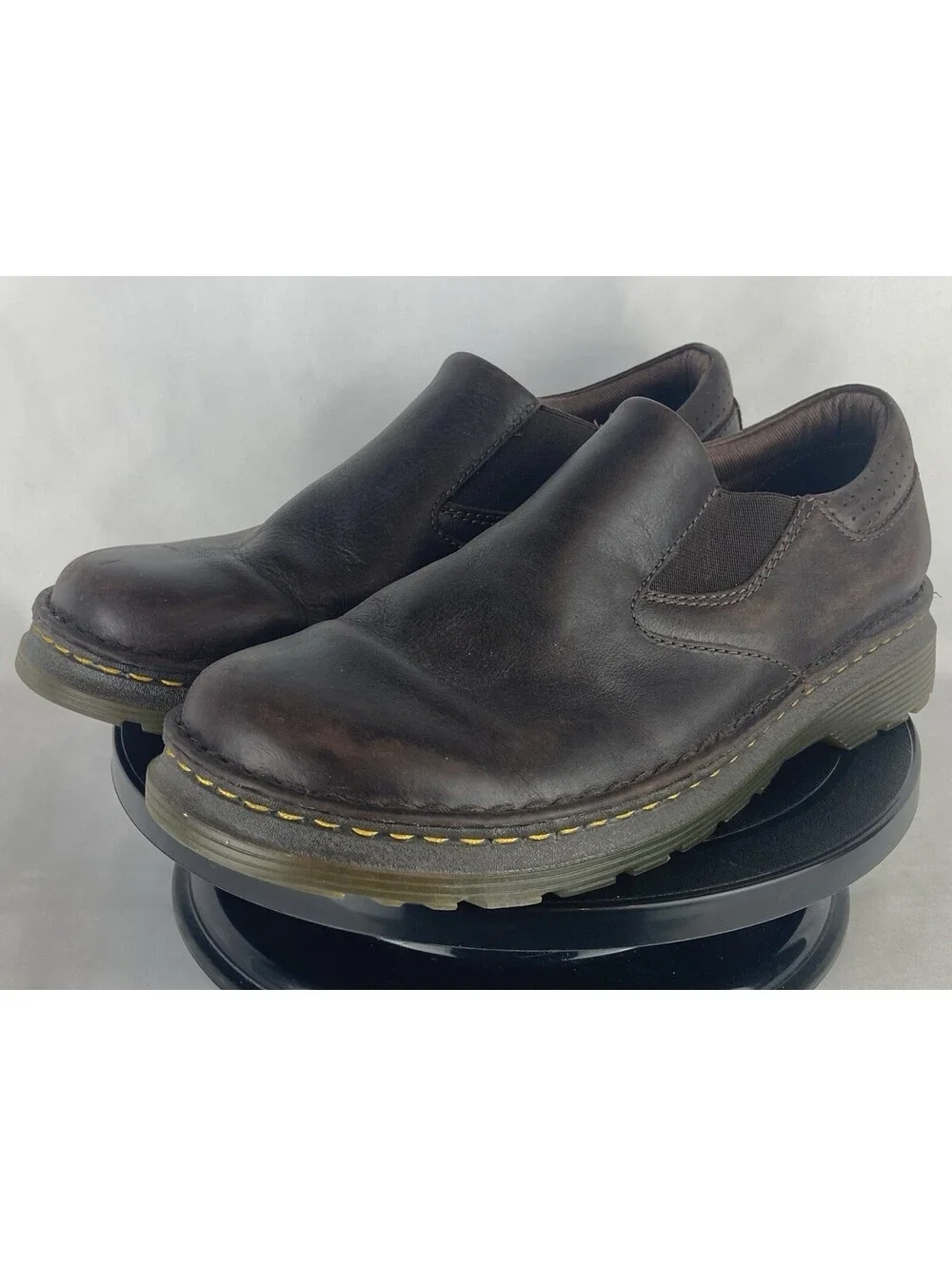 Men’s Size 9 Dr Martens Orson Leather Slip On Loafers Dark Brown Cushioned Shoes